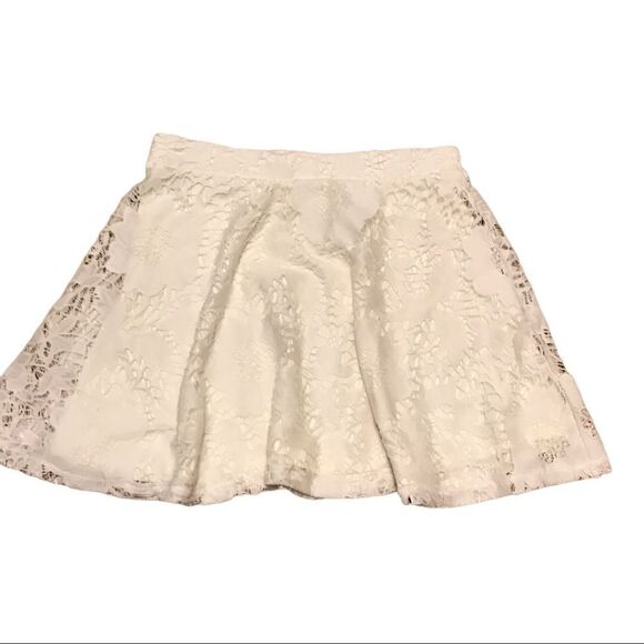Aeropostale Lace Floral Mini Skater Skirt Girls Ivory White S/P - Picture 4 of 10